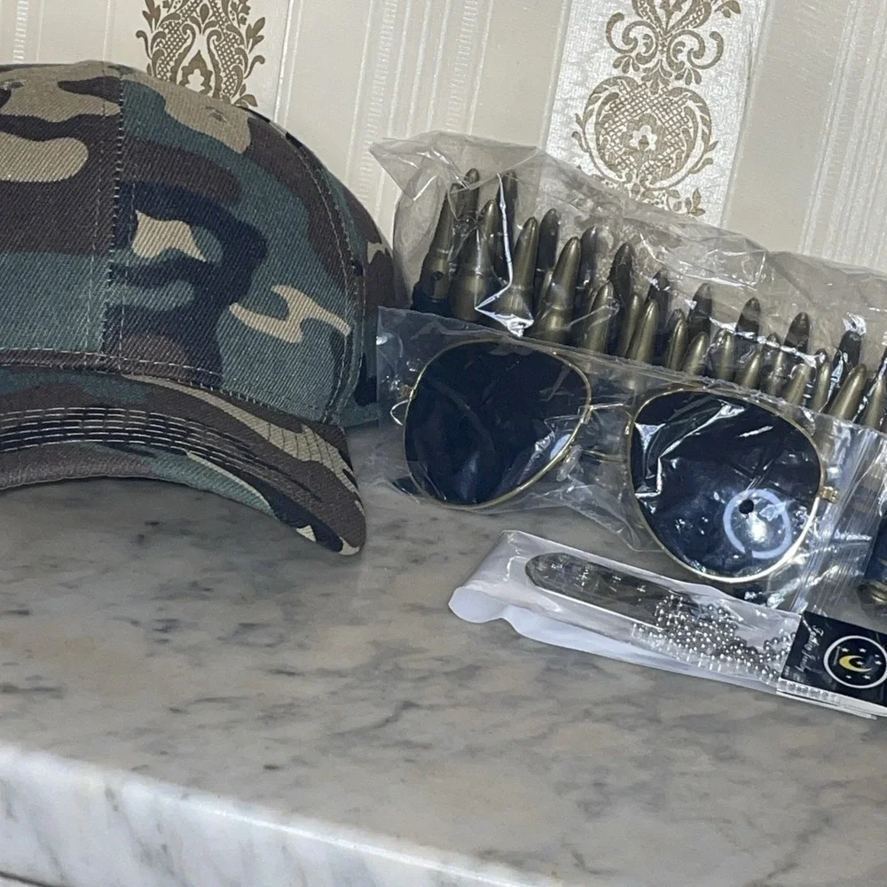 Militiary Camo Dog Tags‎ Bullet Belt Sunglasses Costume